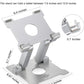 KABCON Quality Tablet Stand,Adjustable Foldable Eye-Level Aluminum Solid Up to 15-in Tablets Holder for Microsoft Surface Series Tablets,iPad Series,Samsung Galaxy Tabs,Amazon Kindle Fire,Etc.Silver