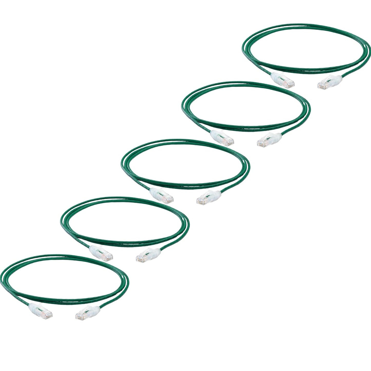 TRUECABLE Cat6 Component Rated Patch Cable, Unshielded (U/UTP), 7ft, Green, 28AWG Solid Copper, Snagless 10G High-Speed Ethernet Cable, PoE++ 4PPoE 100W, UL Listed, RoHS-3, 5 Pack