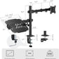 monTEK Monitor Mount and Laptop Stand for Desk, Adjustable Height Monitor Arm Fit up to 32 inch Screen and 17 inch Laptop, Hold up to 22lbs Weight, C-Clamp and Grommet