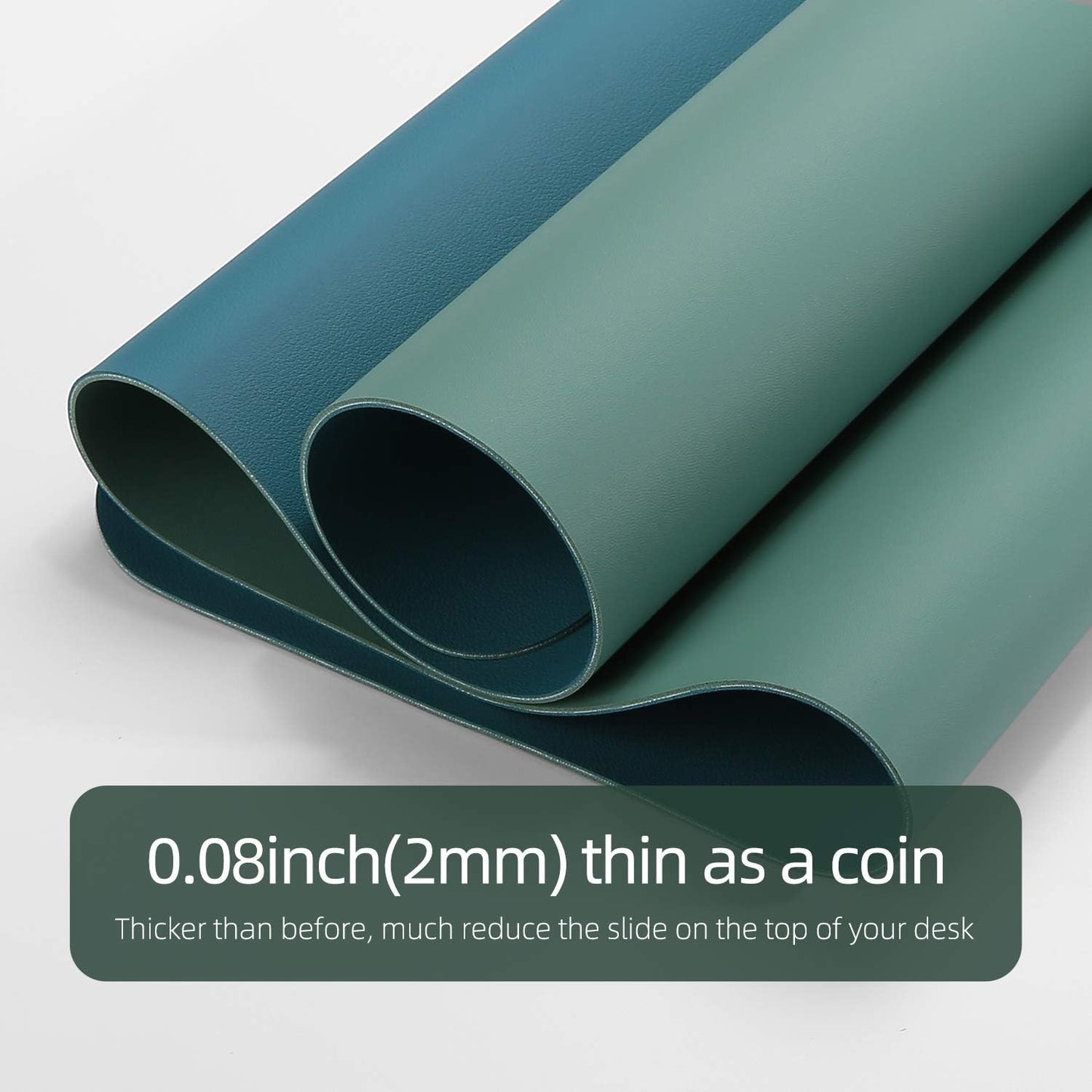 YSAGi Desk Mat, Desk Pad, 35.4" x 17" Laptop Leather Desk Pad Protector, Large Leather Desk Blotter for Keyboard and Mouse, Dual-Sided Desk Writing Pad for Office (Pistachio Green + Green Blue)