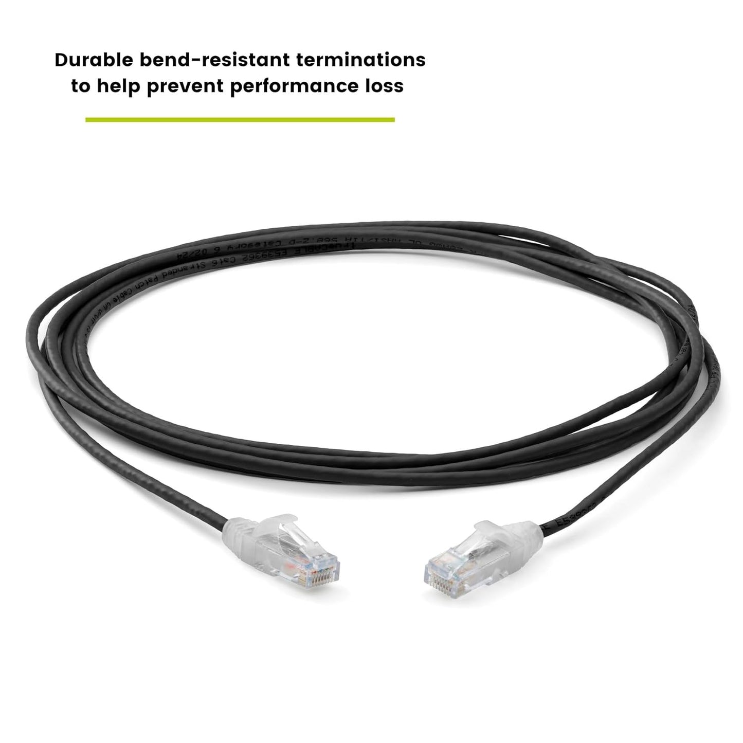 TRUECABLE Cat6 Component Rated Patch Cable, Unshielded (U/UTP), 10ft, Black, 28AWG Solid Copper, Snagless 10G High-Speed Ethernet Cable, PoE++ 4PPoE 100W, UL Listed, RoHS-3, 1 Pack