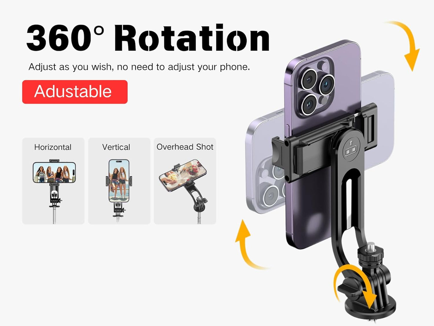 C13 52" Selfie Stick Tripod for iPhone Android, Portable Phone Stand with Wireless Remote, Extendable Travel Stand for Vlogging, Video Recording, Live Streaming，Group Photos