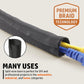 MGI SpeedWare Woven Mesh Split-Sleeve Wire Loom for High-Temperature Automotive Harness and Home Cable Management - 25 feet (1/4")