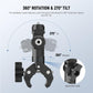 NEEWER Motorcycle Bike Handlebar Clamp Mount, Heavy Duty Clip Holder, 1/4" Screw & 3 Prong Adapter Compatible with Insta360 X5 X4 GoPro Hero 13 12 POV Video Recording, 360° Rotation & 270° Tilt, CA161