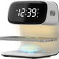Digital Alarm Clock with Wireless Fast Charging Station 15W Touch Smart Lamp for Bedside,3 Colors Nightlight Adjustment Night Lamp for Living Room,Bedside,Heavy Sleepers (White+Cable&Adapter)
