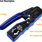 RJ45 Crimp Tool for Cat6 Cat5e Cat5 Pass Through Connectors,All-in-one EZ Crimping Tool Full Set with Cat6 Connectors and Boots, Cable Ties, Cable Tester, Cable Scissors and Stripper