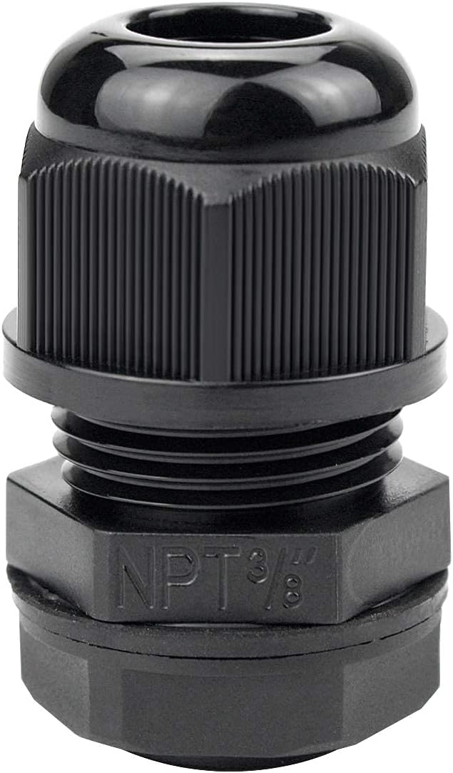 XHF 25 Pcs 3/8" IP68 Strain Relief Nylon Cord Grip NPT Cable Glands Adjustable UL Listed and RoHS Compliant (Black)