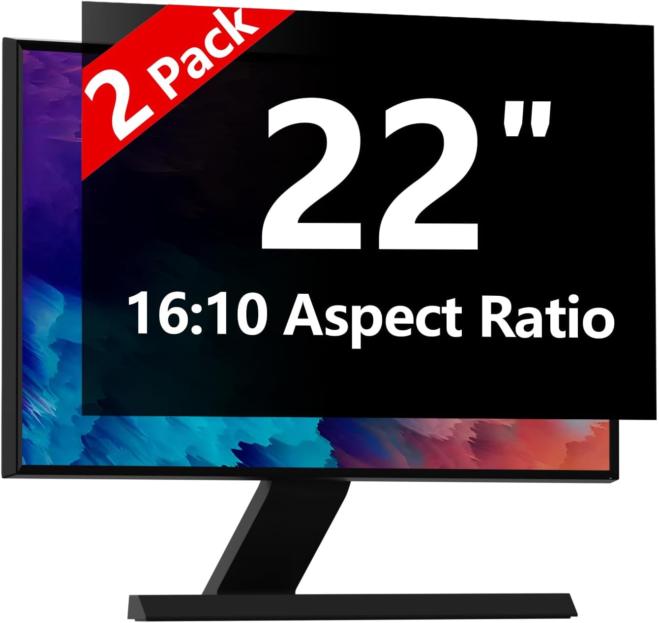 【2-Pack】 22 Inch Computer Privacy Screen for 16:9 Monitors with Anti-Spy Anti-Glare Filter, Blue Light Blocking & Eye Protection, Removable Anti-Scratch HD Clarity Screen Protector