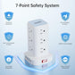 PD20W Power Strip Tower Surge Protector,16.5FT Extension Cord,Power Strip with USB 12 Outlets with 4 USB Ports (1 USB C), Flat Plug Multi Plug Outlet Extender Overload Protection for Home Office