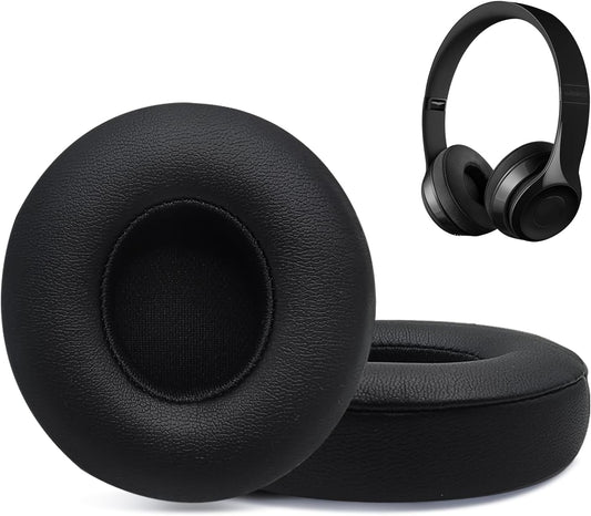Replacement Ear Pads for Beats Solo 2 & Solo 3 Wireless On-Ear Headphones, Ear Cushions, Headset Earpads, Ear Cups Cover with Soft Protein Leather (Black)