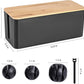 Cable Management Box - Wooden Style Cord Organizer Box to Hide Wires & Power Strips | Desk Computer Cable Organizer Box | Safe ABS Material | 12.6" (L) x 5.3" (W) 4.9" (H) | for Home & Office - Black