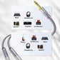 Microphone Splitter 2 Feet/60CM TRS 1/4 inch Splitter 1 Male to 2 Female, 6.35mm Stereo Male Plug to Dual 6.35mm Female-Grey(2PACK)