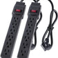 6-Outlet Surge Protector 2pk – 250 Joules, 2ft Cord, 15A/125V, 1875W Max – Right Angle Plug, Black – Home, Office, & Electronics Protection
