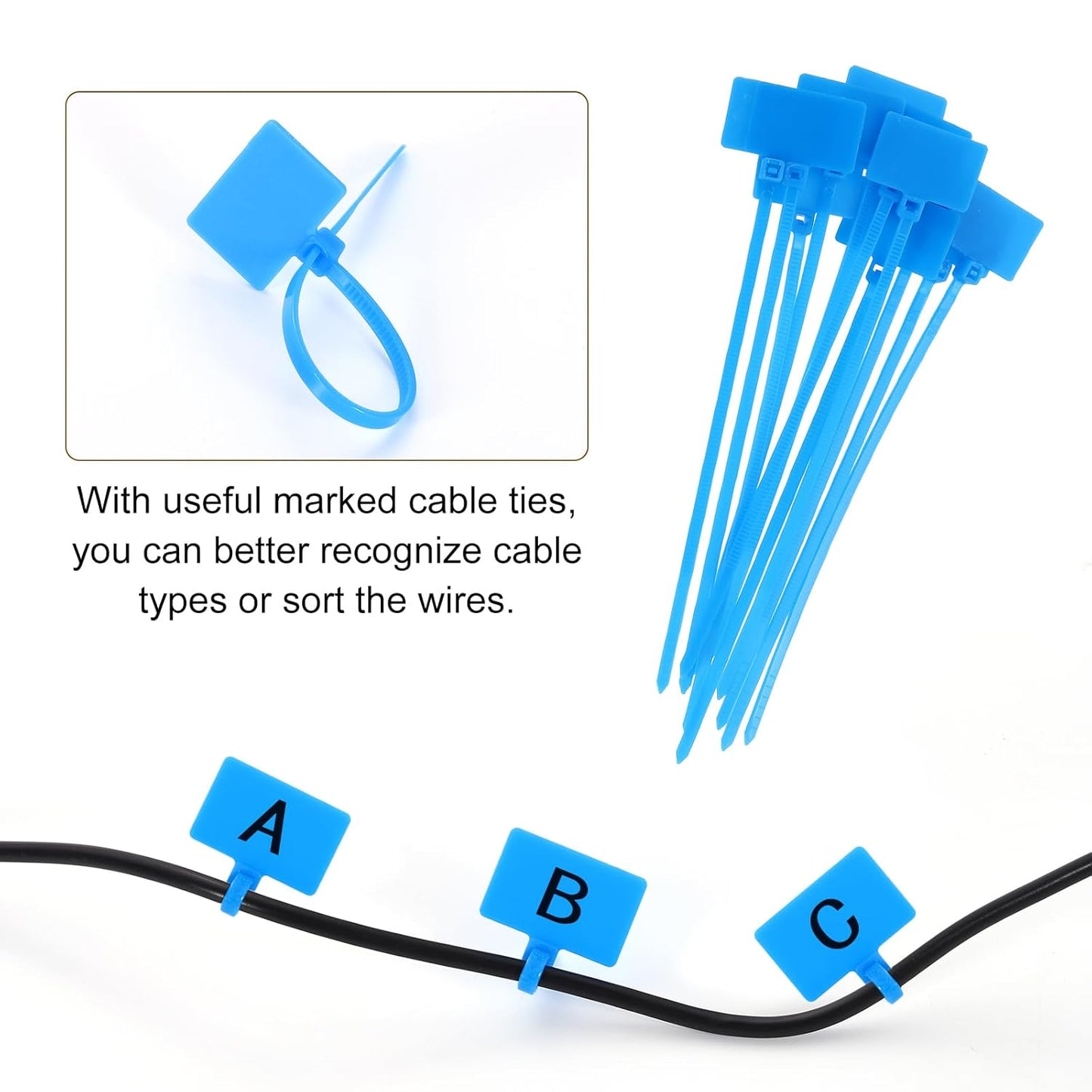 uxcell Desk Grommet, 1-3/16" (30mm) Zinc Alloy Cable Hole Cover Wire Cord Organizer with Marked Cable Ties for Home Office Desktop Wire, Black