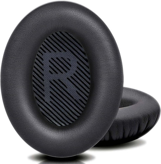 QOQOON Professional Headphone Replacement Ear Pads for Bose QuietComfort 35 2 15 25 Earpads Cushion for QC2 QC15 QC25 SoundTrue SoundLink Around-Ear Headphones (QC35/35ii, Black Cushion + Black Mat)