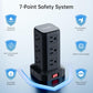 PD20W Surge Protector Power Strip Tower, 15FT Extension Cord with Multiple Outlets, 12 AC 4 USB (1 USB C)，Mini Power Strip with USB Ports, Surge Protector Tower Overload Protection for Office, Desk