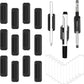 12 Pack Pen Holder for Desk, Silicone Pencil Holder with 12 Extra Adhesive Stickers, Adhesive Pen Holder & Marker Clip for Classroom Office Desk or Any Surface, Teacher Accessories Supplies (Black)