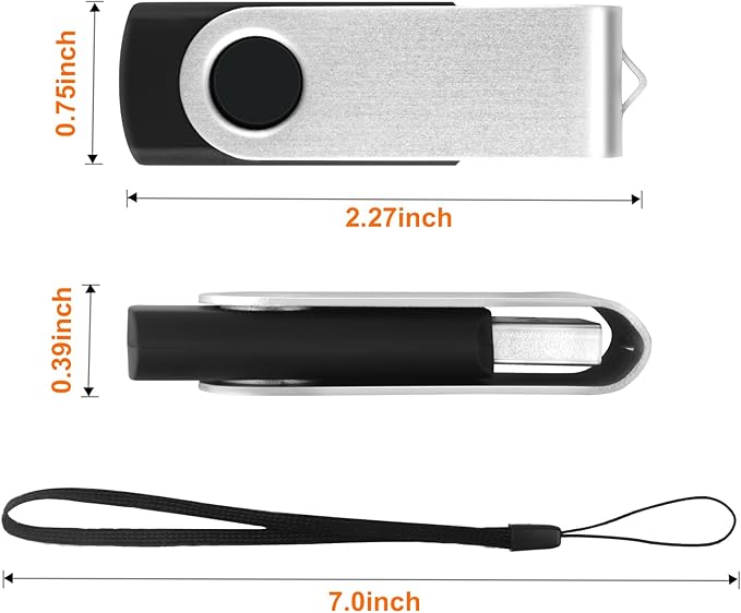 Bulk USB Flash Drives 256MB Flash Drive 20 Pack, USB 2.0 Thumb Drive Memory Stick Jump Drives with Lanyards, Swivel Photo Stick Pendrive Zip Data Storage and Backup Flashdrive for Computer