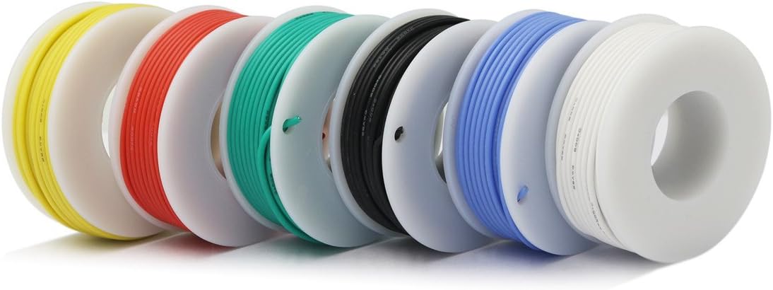 Hook up Wire Kit (Stranded Wire Kit) 30 Gauge Flexible Silicone Rubber Electric Wire 6 Colors 32.8 feet Each 30 AWG