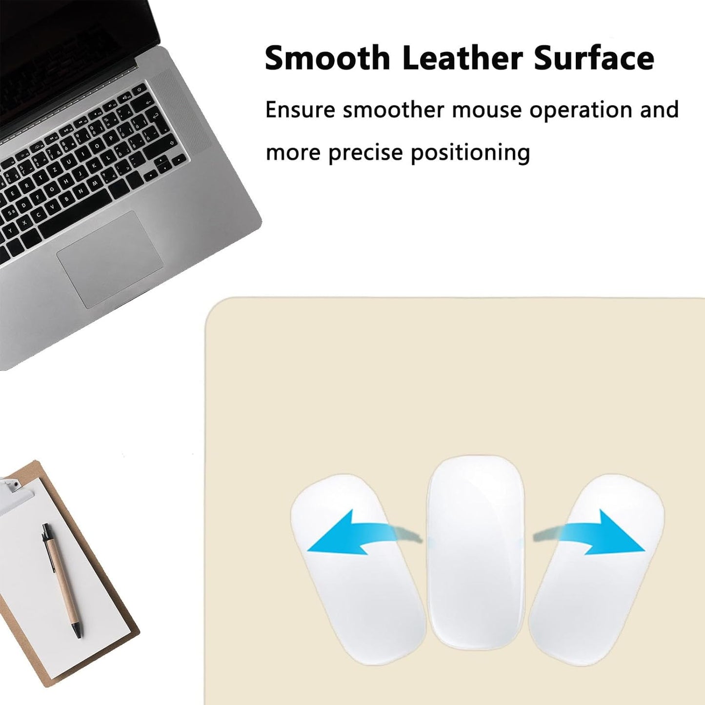 PU Leather Desk Pad Protector Gaming Mouse Pad Non Slip Desk Mat for Keyboard and Mouse Waterproof Desk Writing Pad for Office and Home Desk Accessories(Beige, 23.6 * 11.8)