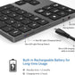 Bluetooth Number Pad, Wireless Numeric Keypad, USB-C Rechargeable External 34-Keys Numpad, Financial Data Entry Keyboard for iMac, MacBook Air/Pro, PC Desktop, Laptop Notebook