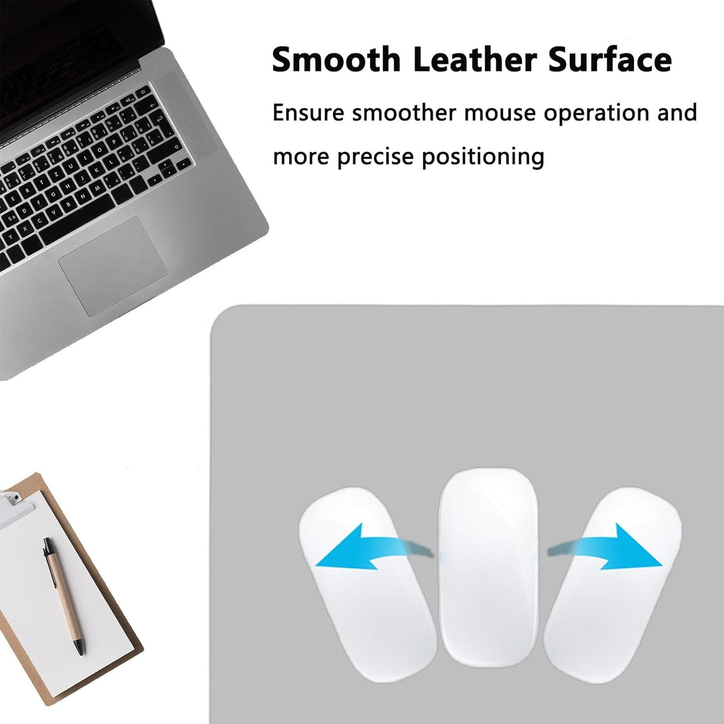 PU Leather Desk Pad Protector Gaming Mouse Pad Non Slip Desk Mat for Keyboard and Mouse Waterproof Desk Writing Pad for Office and Home Desk Accessories(Gray, 23.6 * 11.8)