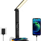 LED Desk Lamp for Home Office, USB Charging Port, Reading Lamp Desk Light with 5 Brightness, 3 Colors, Table Lamp with Clock, Alarm, Date, Temperature, Desk Lamp for College Dorm Room (Black)