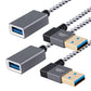 CableCreation [2-Pack Short USB 3.0 Extension Cable Right Angle, 1FT Male to Female Extender Cord for Flash Drives, Keyboard, Scanners, PlayStation, 0.3m, Space Grey