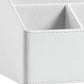 PU Leather Desk Organizer, Luxury Remote Control Holder for Home, Office Desk Accessories Table Caddy Bedside Nightstand Organizer (White)