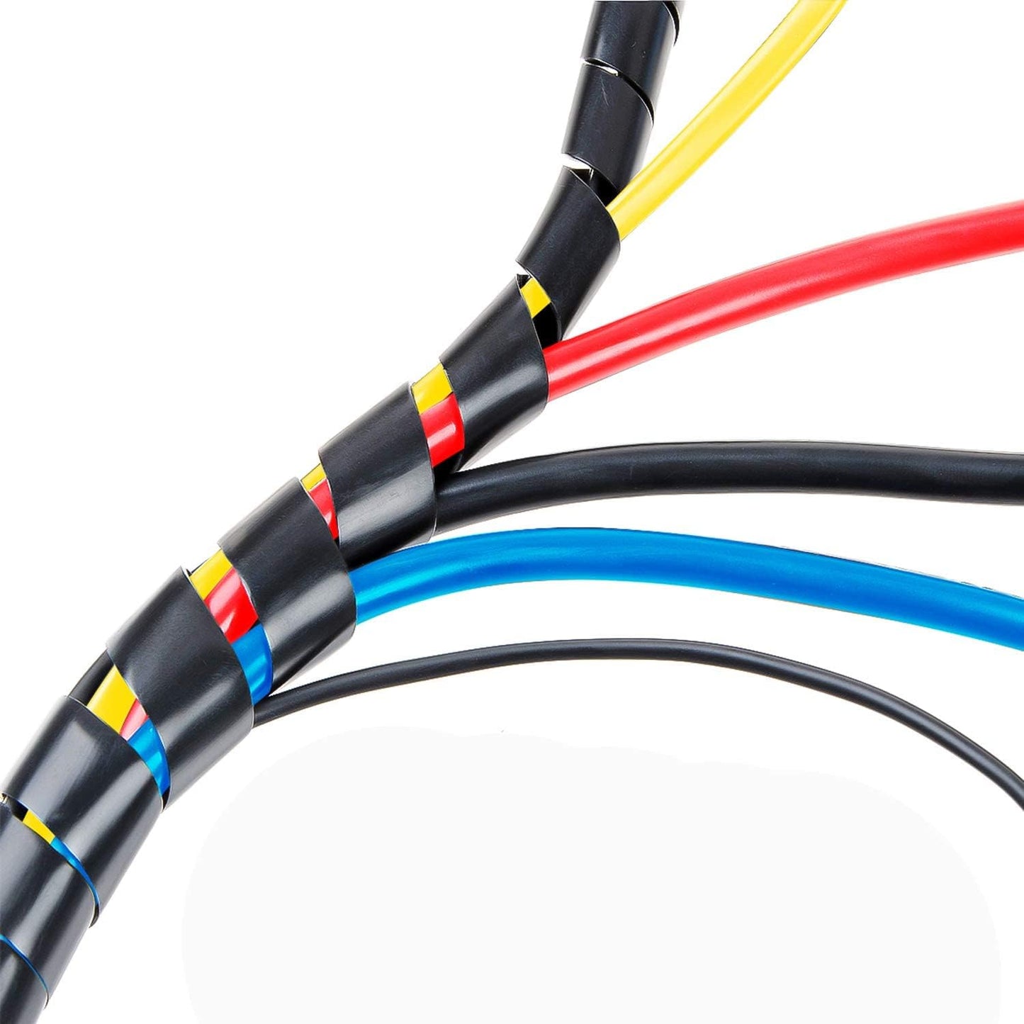 50Ft XHF 1/4" Spiral Cable Wrap 6mm(Wrapping Range:4mm-50mm) Spiral Wire Wrap Cord for Computer Electrical Wire Organizer Sleeve Hose RoHS Black