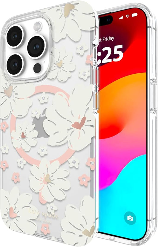 kate spade new york iPhone 15 Pro Case, Compatible with MagSafe - Classic Peony