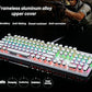 Typewriter Style Mechanical Gaming Keyboard LED Backlit Wired with Blue Switch Retro Round Keycap 104 Keys Keyboard (White 104 Keys LED)