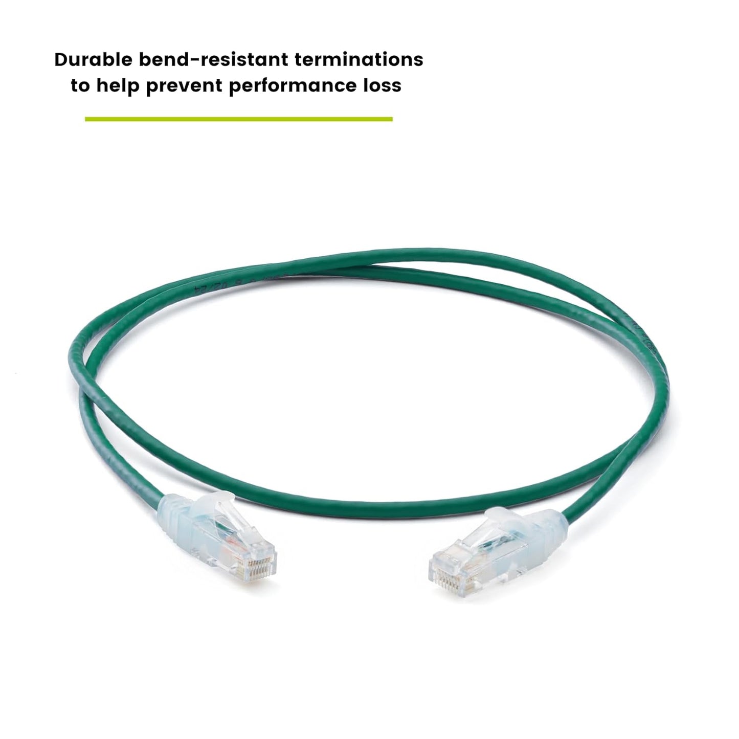 TRUECABLE Cat6 Component Rated Patch Cable, Unshielded (U/UTP), 3ft, Green, 28AWG Solid Copper, Snagless 10G High-Speed Ethernet Cable, PoE++ 4PPoE 100W, UL Listed, RoHS-3, 5 Pack