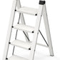 Taranta 4 Step Ladder, Lightweight Aluminum Step Stool with Convenient Handgrip, Folding Ladder with Anti-Slip Pedals, 330lbs Capacity Stepladder for Home, Office, Kitchen - White