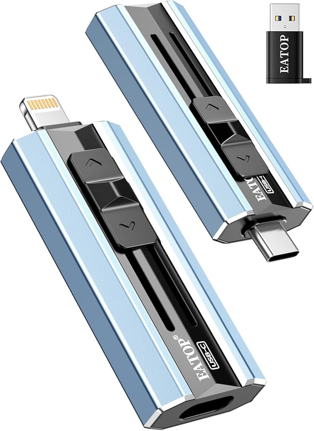 256GB Dual Interface Flash Drive, No App Required, Portable USB Storage Memory Stick for iPhone, iPad, Android, PC & Mac – Easily Stores Photos, Videos & Files (Mist Blue)