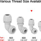 LeMotech M16 Cable Gland, 90 Degree Adjustable 6-10mm Strain Relief, Cord Connectors Nylon Joints with Gaskets, 2 Pcs, Grey