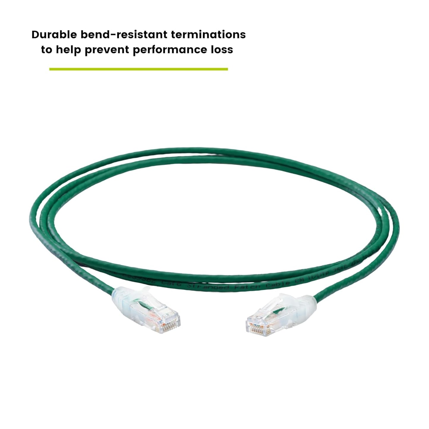 TRUECABLE Cat6 Component Rated Patch Cable, Unshielded (U/UTP), 7ft, Green, 28AWG Solid Copper, Snagless 10G High-Speed Ethernet Cable, PoE++ 4PPoE 100W, UL Listed, RoHS-3, 1 Pack