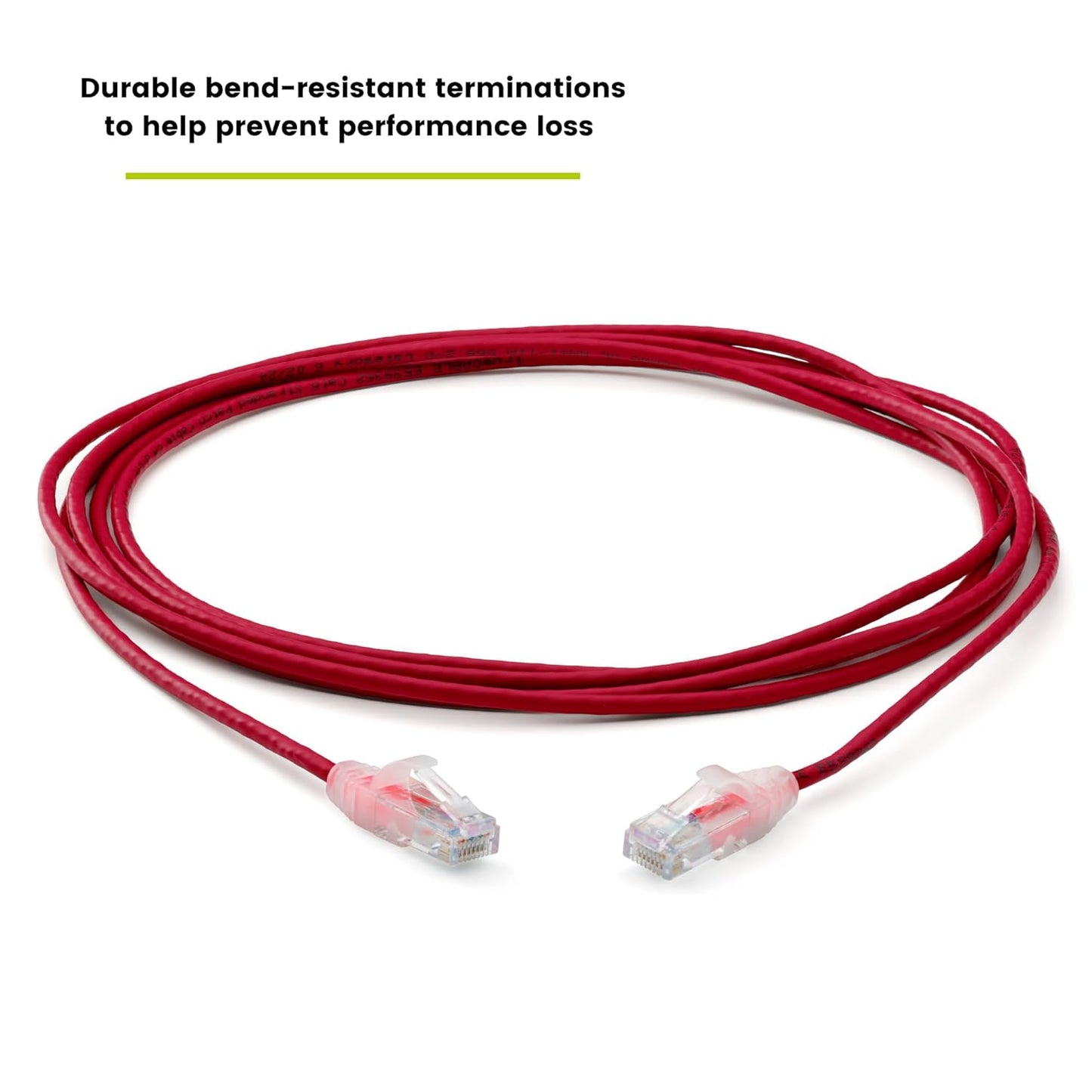 TRUECABLE Cat6 Component Rated Patch Cable, Unshielded (U/UTP), 10ft, Red, 28AWG Solid Copper, Snagless 10G High-Speed Ethernet Cable, PoE++ 4PPoE 100W, UL Listed, RoHS-3, 1 Pack
