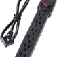 6-Outlet Surge Protector – 250 Joules, 2ft Cord, 15A/125V, 1875W Max – Right Angle Plug, Black – Home, Office, & Electronics Protection