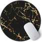 ITNRSIIET Round Mouse Pad with Stitched Edge Premium-Textured Waterproof Non-Slip Rubber Base Desktop Protection Mat Diameter 8.7 inches, Gold Texture Black Marble