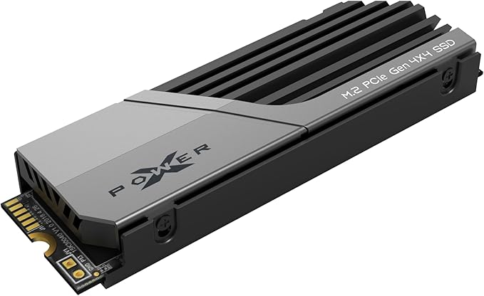 Silicon Power 4TB US75 Nvme PCIe Gen4 M.2 2280 SSD R/W Up to 7,000/6,500 MB/s with Heatsink (SP04KGBP44US7505AC)