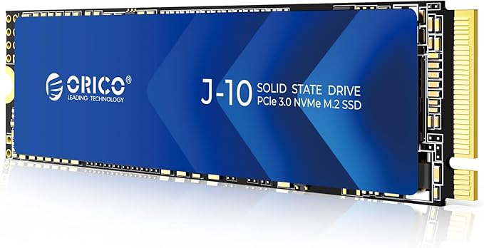 ORICO M.2 NVMe SSD 512GB with Heatsink, Up to 2800MB/s PCIe Gen3x4 2280 Internal Solid State Drive, SLC Cache 3D NAND, Compatible with Laptop and PC Desktops -J10