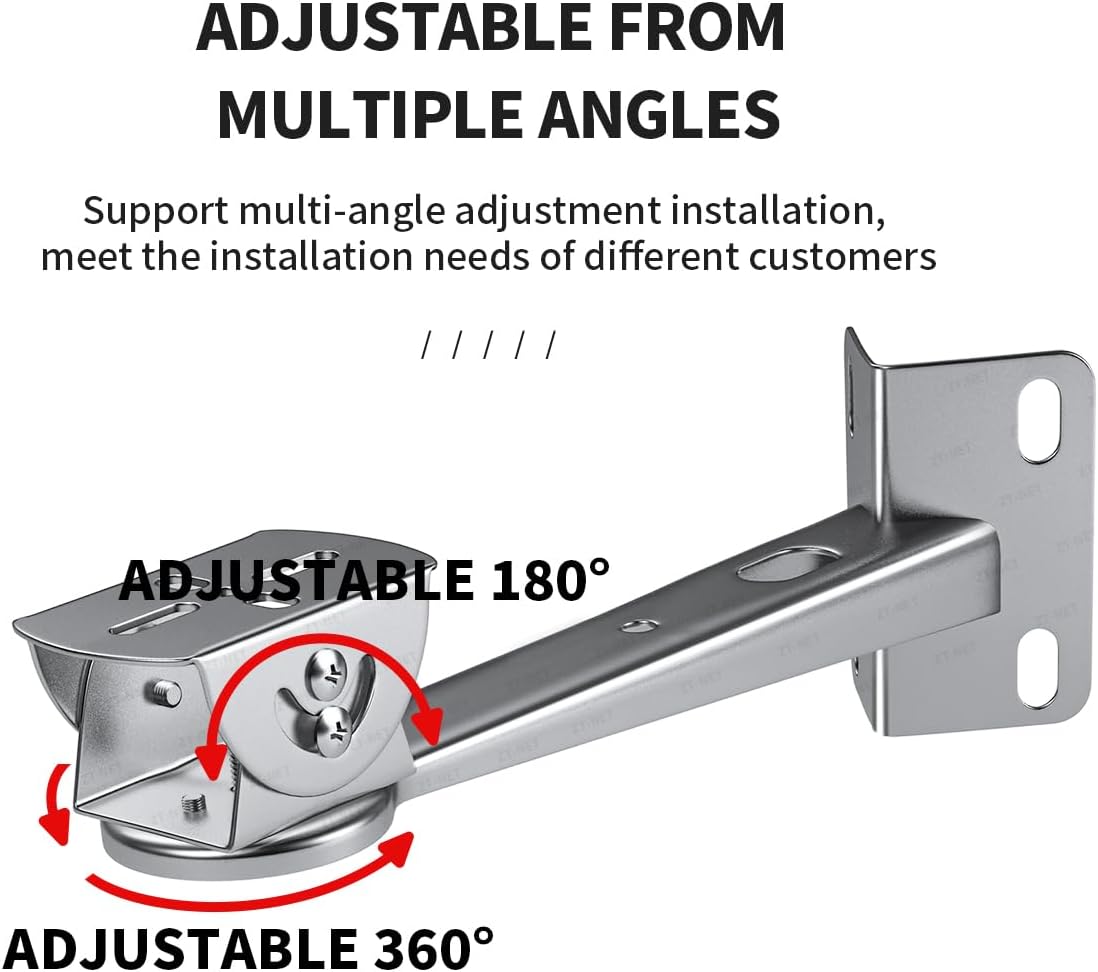 ZT-NET Security Camera Corner Pole Mounting Bracket Stainless Steel Mount with Extension Arm for Surveillance Systems Compatible with CCTV IP Cameras Indoor and Outdoor (Not Included Camera