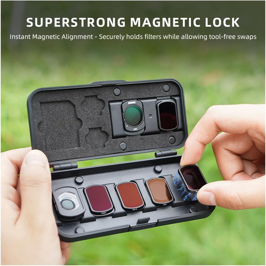 Filter Case for DJI Pocket 3, Magnetic Lens Filter Storage Case for DJI Osmo Pocket 3 Creator Combo Accessories, ND-UV-CPL Wide Angle Macro Lens TF/SD Card Organizer