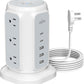 AiJoy Flat Plug Power Strip Tower with 9 Outlets and 5 USB Ports (2 USB-C), 1200J Surge Protection, 1625W Extension Cord with Multiple Outlets Charging Station for Home Dorm Office Supplies