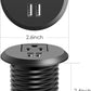 Jgstkcity Desktop Power Grommet, 2 inch, Black, 1 AC Outlet and 2 USB Ports, 6.56ft Cable, Fire Resistant Outer Shell