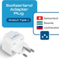 Ceptics Switzerland Travel Plug Adapter (Type J) - 3 Pack [Grounded & Universal] (GP-11A-3PK)