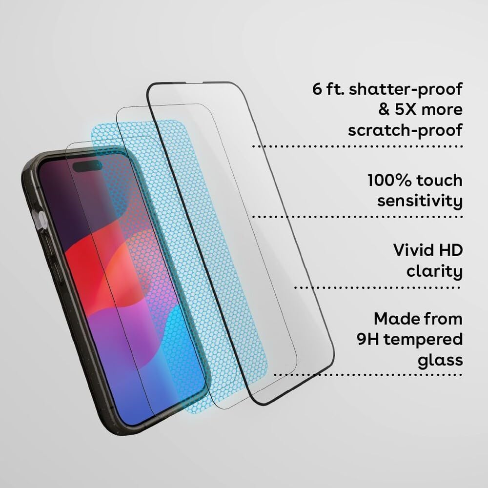 CASETiFY Impact HD Screen Protector [Strengthened 9H aluminosilicate glass, applicator included] for iPhone 16