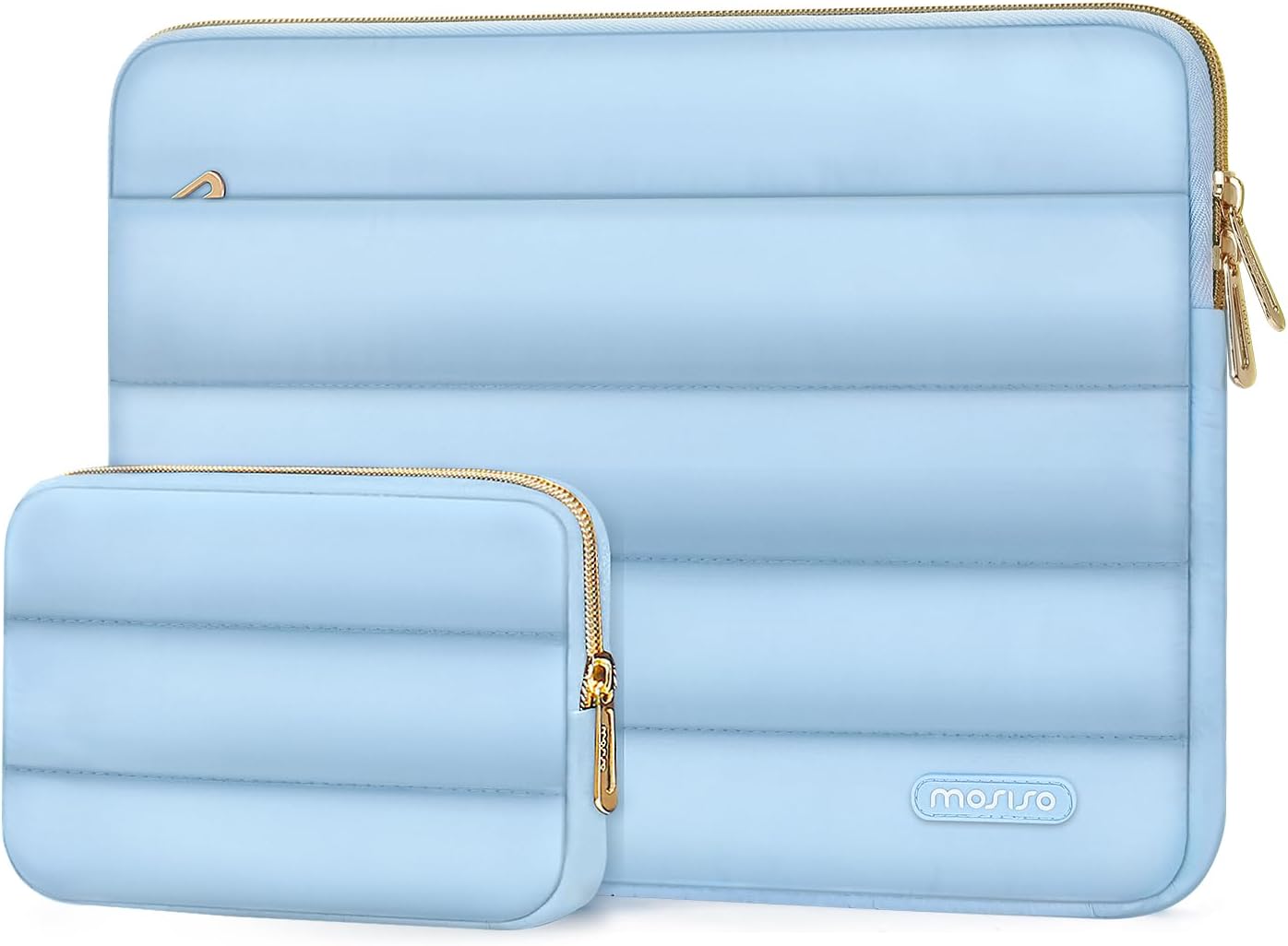 MOSISO 15-15.6 inch Laptop Case, 16 inch Puffy Laptop Sleeve Compatible with MacBook Pro 16, HP Dell ASUS Acer Toshiba Lenovo Notebook Computer, Polyester Horizontal Bag with Small Case, Air Blue