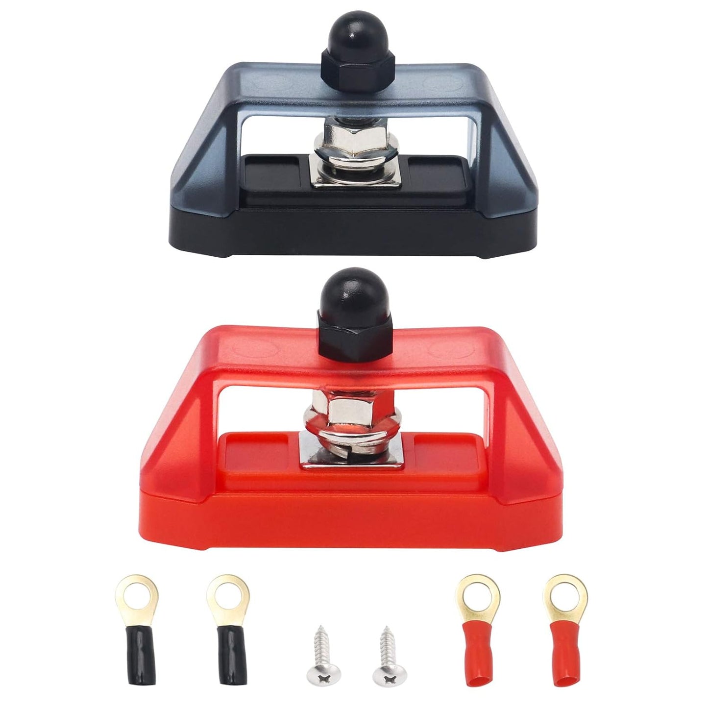 Recoil S1P-516 Busbar Single 5/16” Studs Power Distribution Block Bus Bar with Ring Terminals Pair